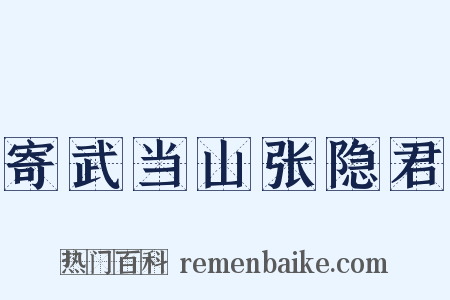 寄武当山张隐君是什么意思的图片
